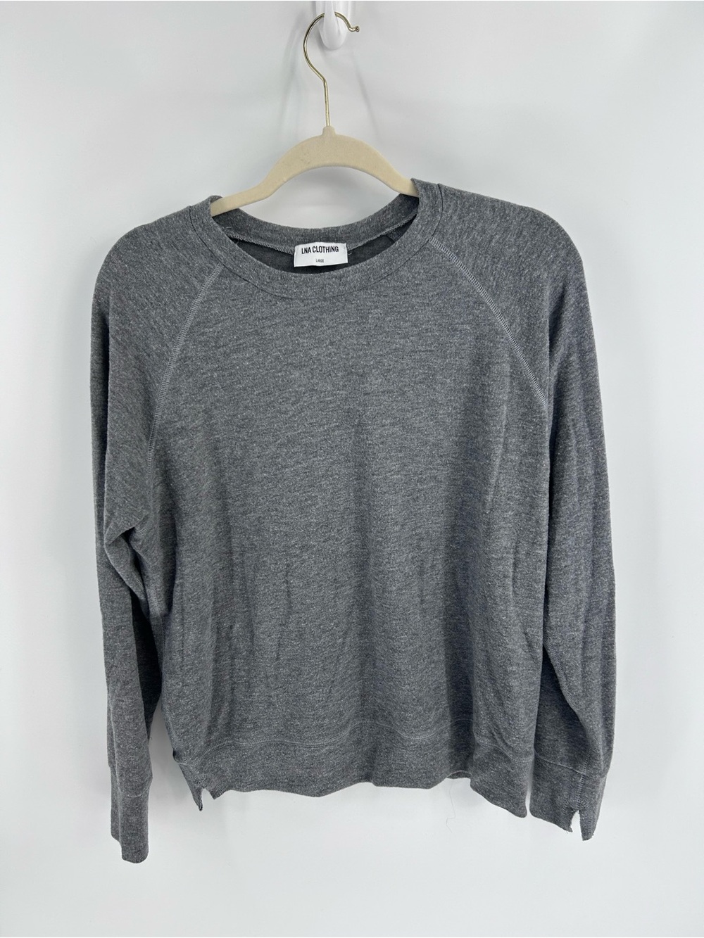 LNA Revolve Women’s Lightweight Crewneck Sweater - Gray - Large